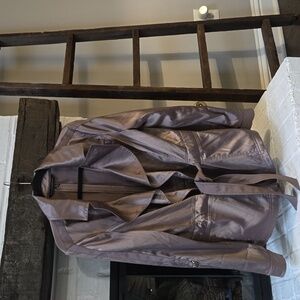 White House Black Market Brown Satin Belted Jacket Size 14